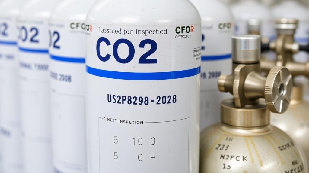 Баллоны с CO₂ с индикацией даты следующего освидетельствования на корпусе: зачем это нужно и как это организовать